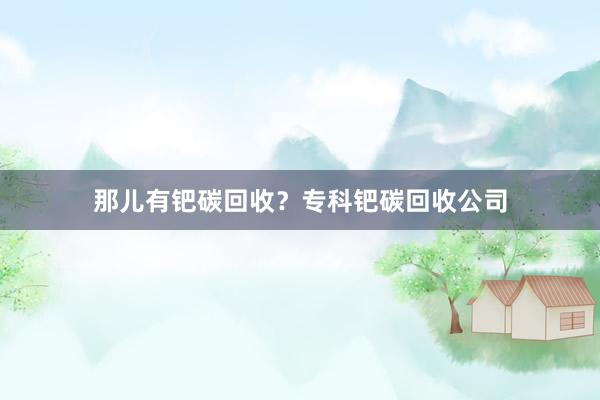 那儿有钯碳回收？专科钯碳回收公司
